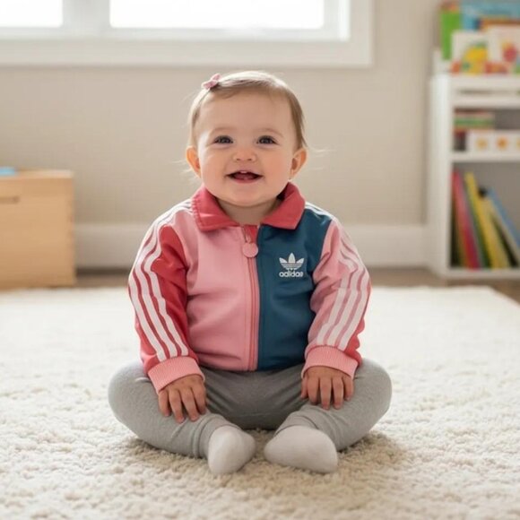Adidas Colourblock 3-Stripe Trefoil Track Jacket 9 Months - Picture 1 of 8